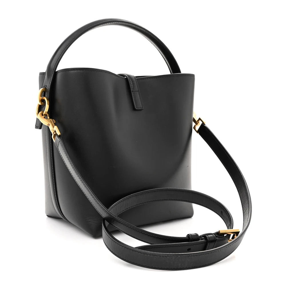 Saint Laurent Medium Le 37 Bucket Bag Black Shiny Calfskin Leather Gold Hardware - 图片 3