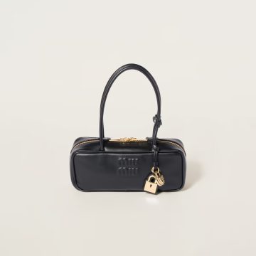 Miu Miu Calfskin Leather Beau Black Top-Handle Bags