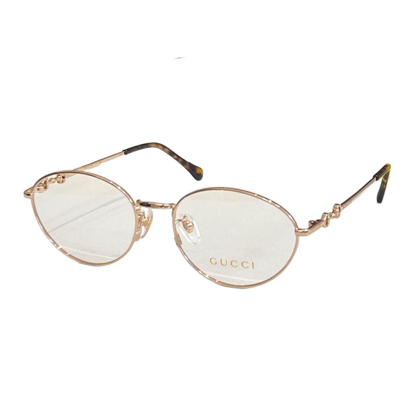 Gucci Round frame glasses rose gold/leopard gold/silver color transparent lens Size 54口18-140 - 图片 5