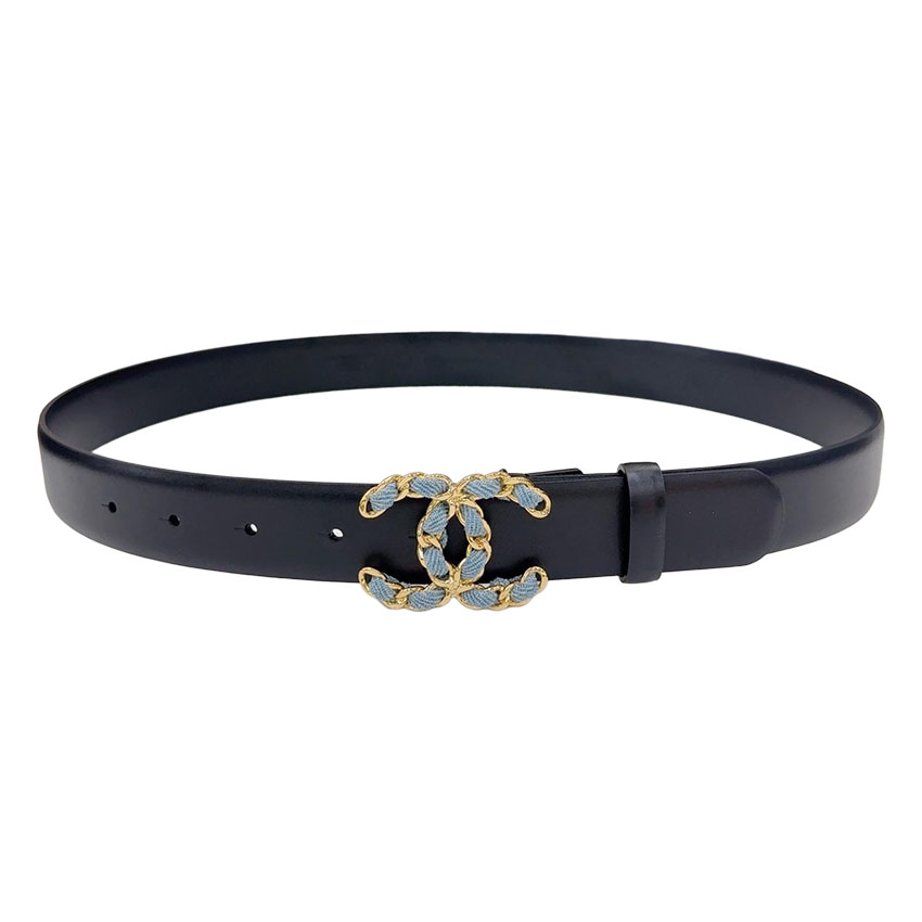 Chanel Women's CC Belt In Black/Gold Calfskin With Gold/Silver Hardware 30mm - 图片 6