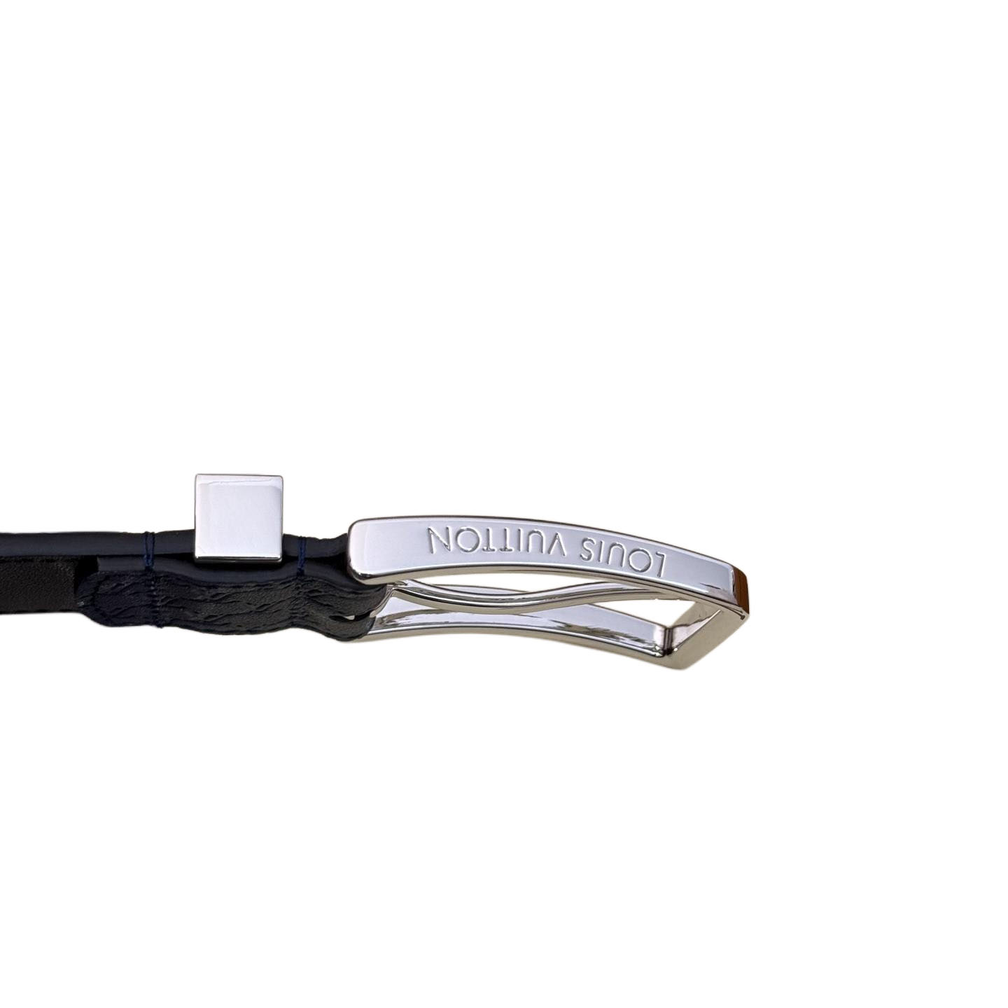 Louis Vuitton Men's Pont Neuf Belt In Blue/Black Logo-Embossed Calfskin With Silver Hardware 35mm - 图片 4