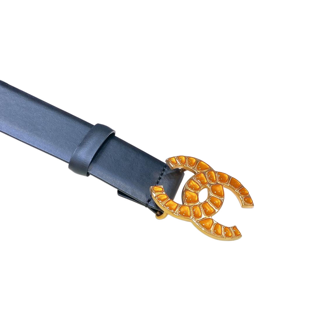 Chanel Women's CC Belt In Blue/Arrowroot Calfskin With Gold Hardware 30mm - 图片 2