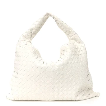 Bottega Veneta Large Intrecciato Hop White Nappa Leather
