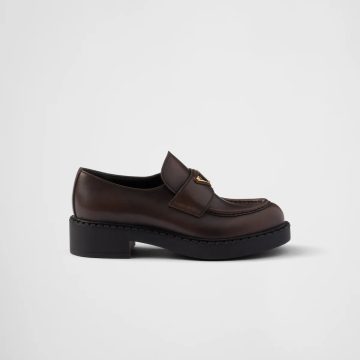 PRADA Dark brown Chocolate leather loafers