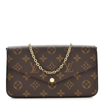 Louis Vuitton Pochette Felicie Chain Wallet PM Monogram Canvas Gold Hardware