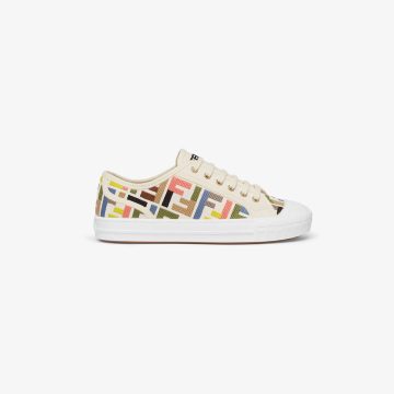 FENDI Collage embroidered canvas low-top shoes