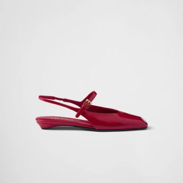 PRADA Patent paint leather Flat Shoes red Ballet Shoes
