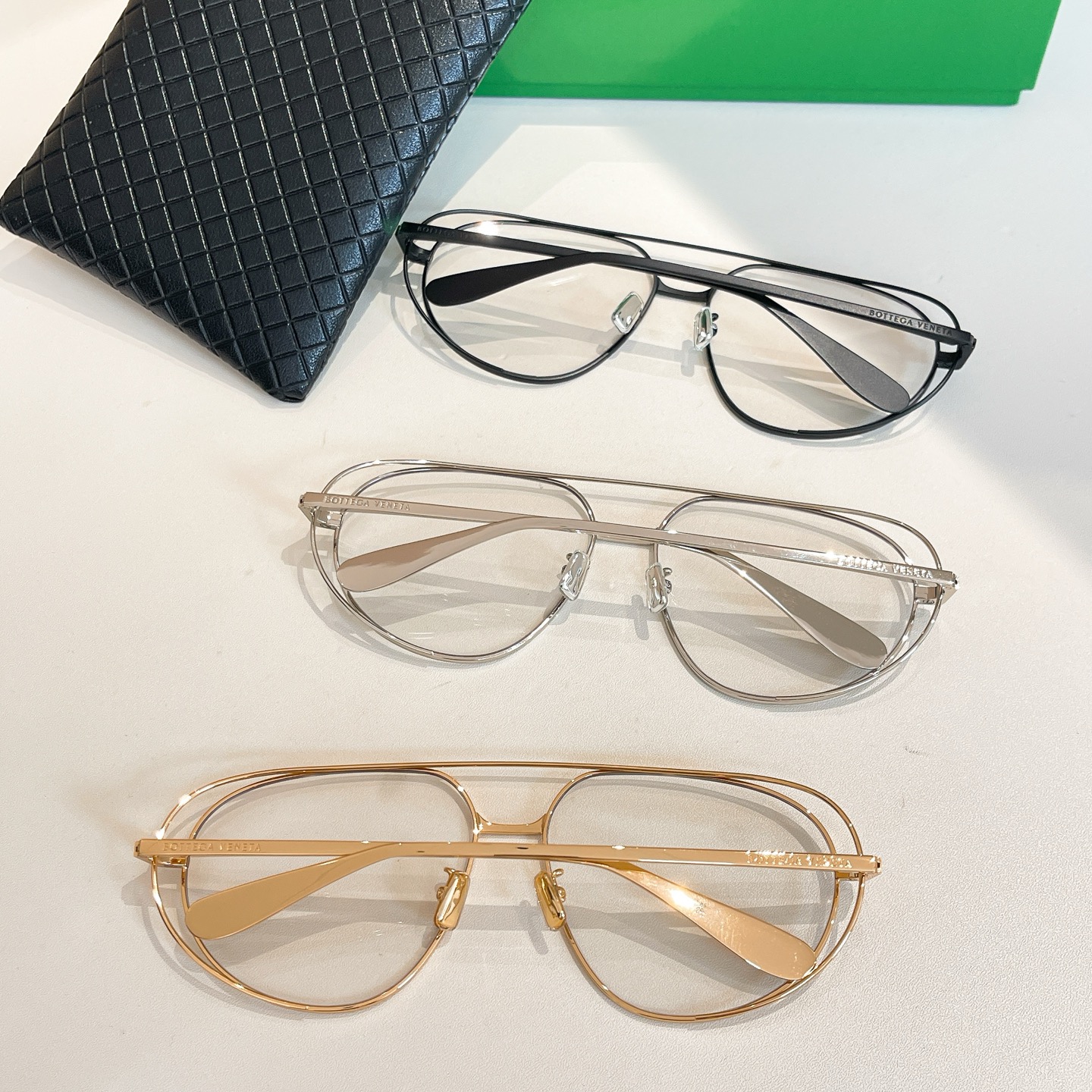 Bottega Veneta Pilot glasses black/silver/gold color Size 61口15-140 - 图片 7