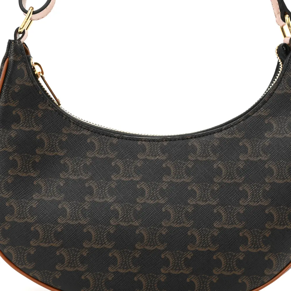 Celine Medium Ava Shoulder Bag Tan Triomphe Canvas & Calfskin Leather Gold Hardware - 图片 8