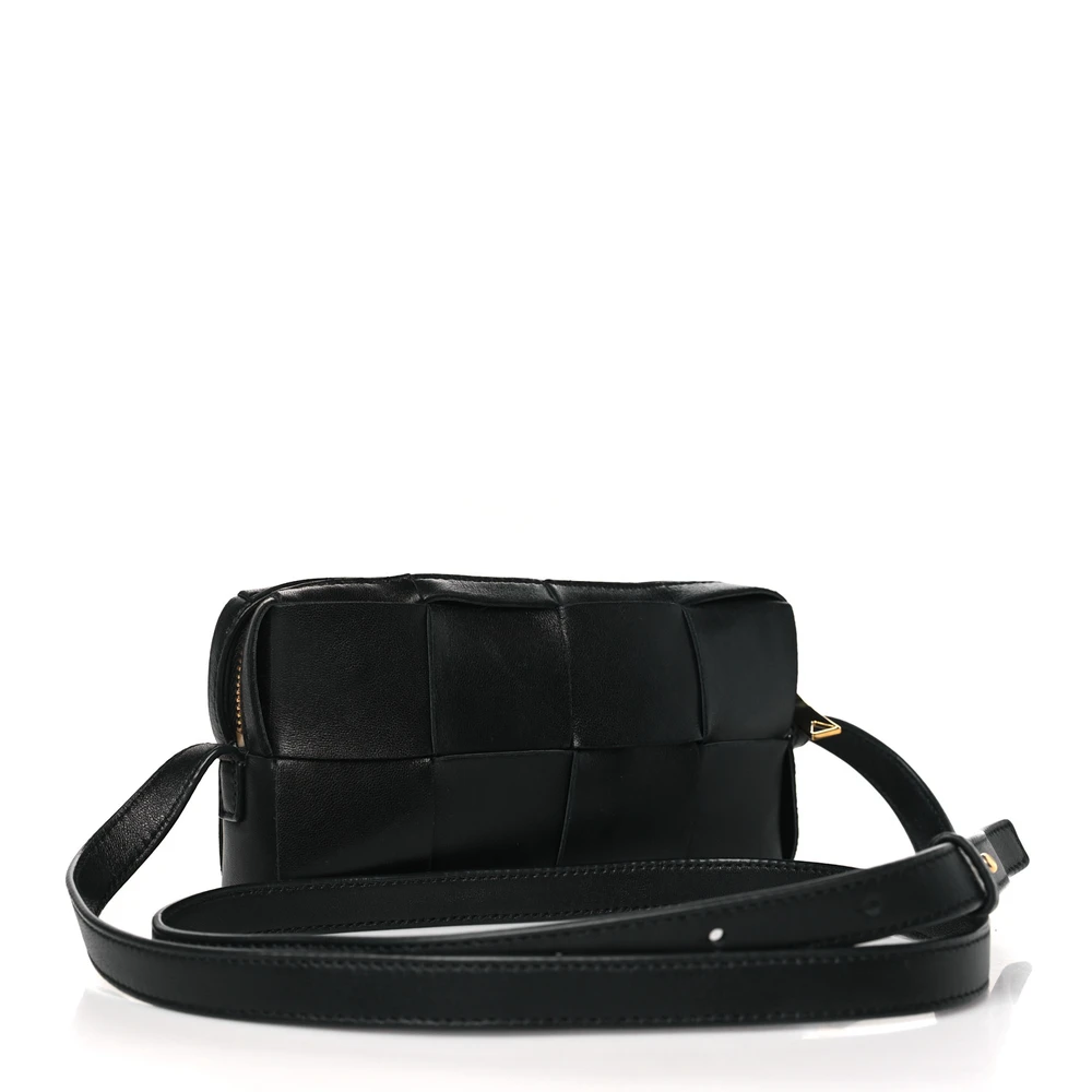 Bottega Veneta Mini Intreccio Cassette Phone Pouch Crossbody Bag Black Lambskin Leather - 图片 3