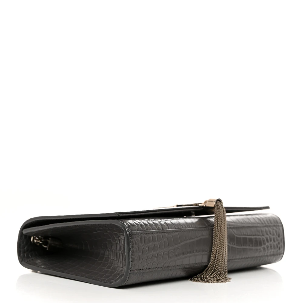 Saint Laurent Medium Kate Tassel Satchel Storm Embossed Classic Monogram Calfskin & Crocodile Leather Silver Hardware - 图片 6
