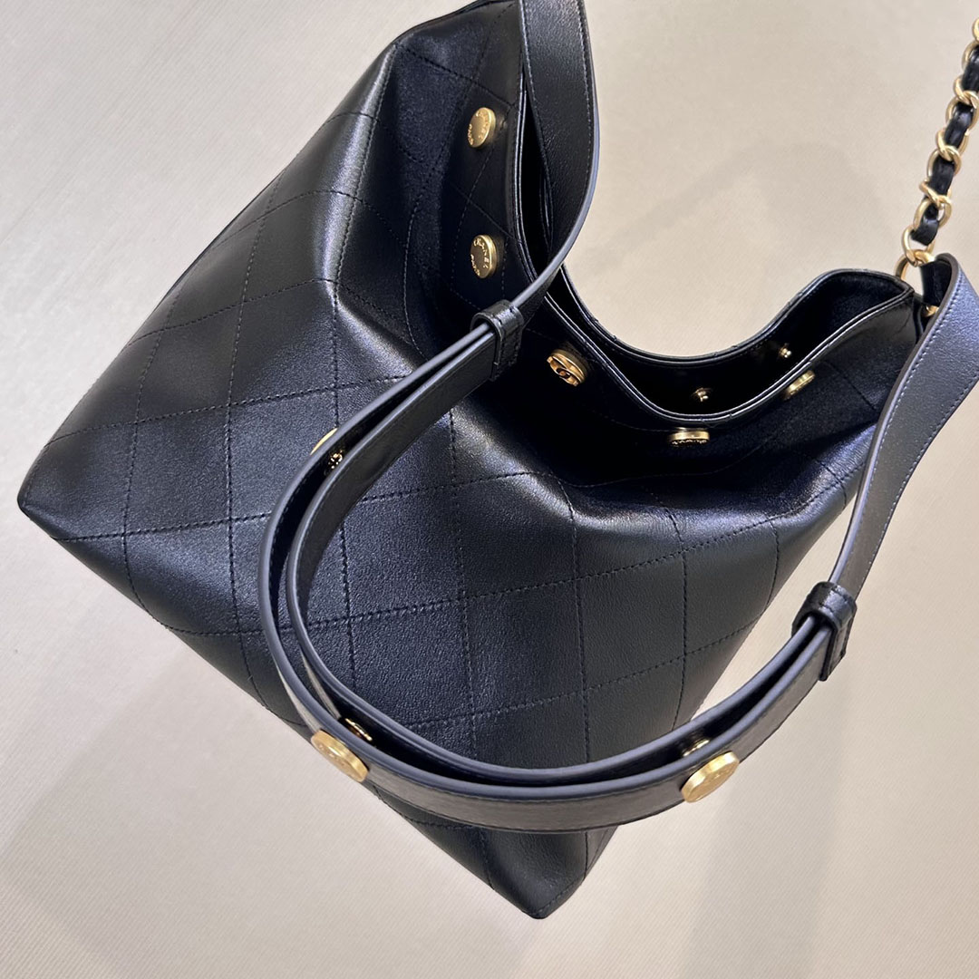 Chanel Black willow bucket Tote Bags Quilted Lambskin Leather shoulder bag - 图片 8