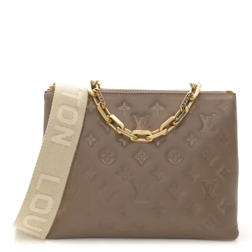 Louis Vuitton Coussin PM Taupe Embossed Monogram Lambskin Leather Gold Hardware