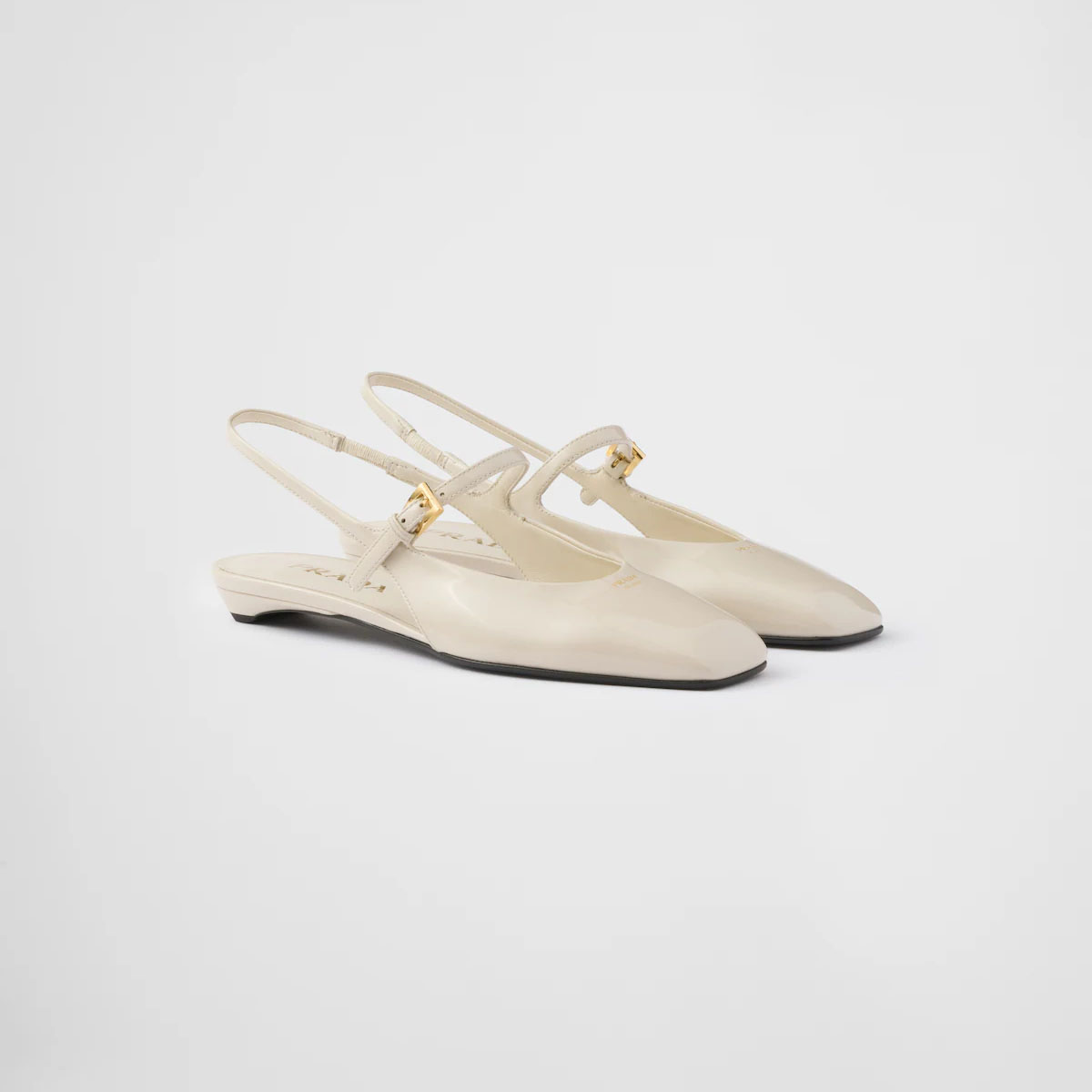 PRADA Patent paint leather Flat Shoes white Ballet Shoes - 图片 2