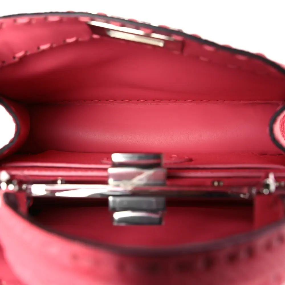 Fendi Tape Stitch Small Peekaboo I SEE U Satchel Pink Dalia Cuoio Roma Sellerissima & Nappa Sintetica Leather Silver Hardware - 图片 7