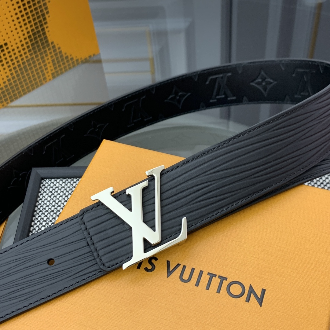 Louis Vuitton Men's Epi Reversible Belt In Black Calfskin With Silver/Black Hardware 40mm - 图片 4
