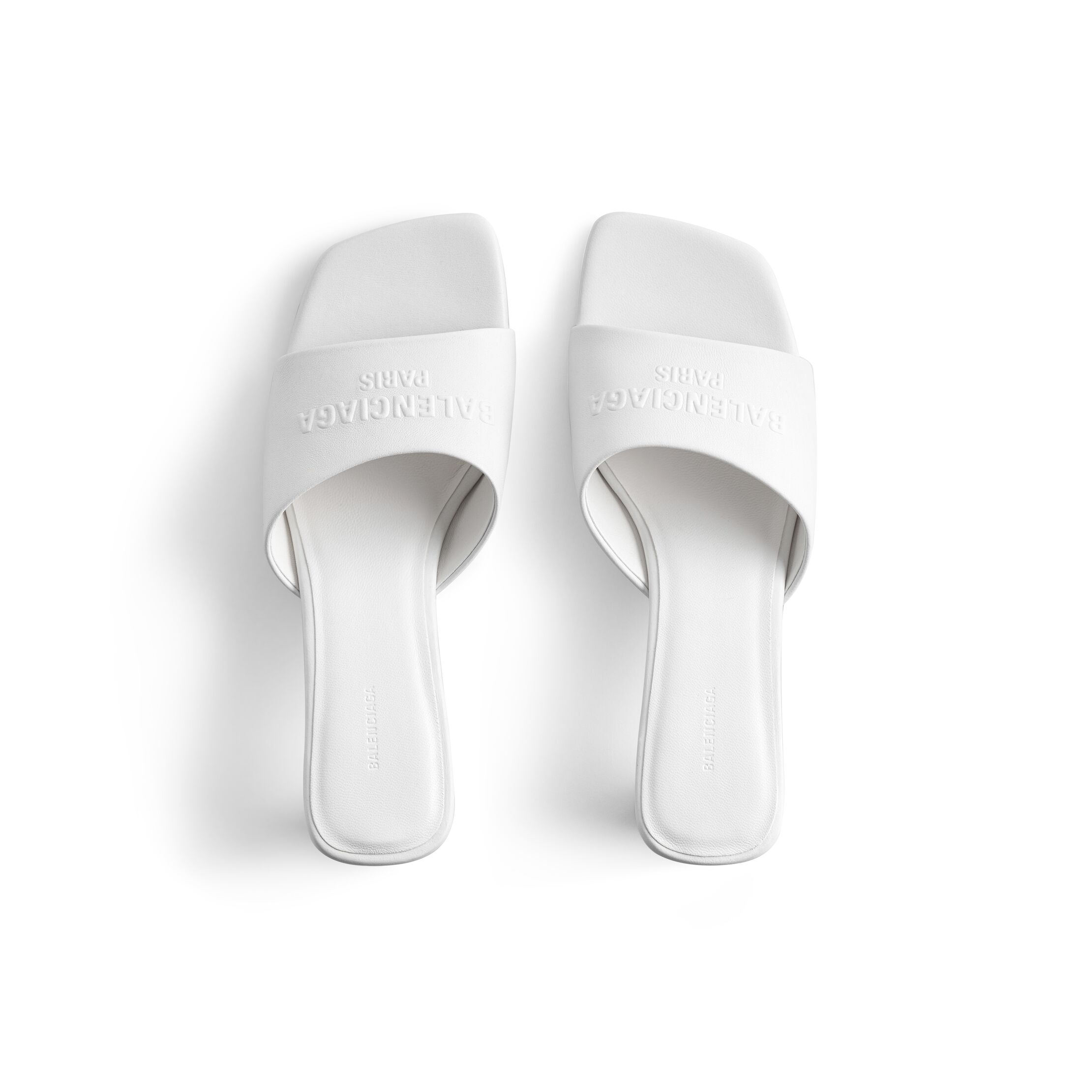 BALENCIAGA White square toe chunky heel 60 mm sandals High Heels Slippers - 图片 3
