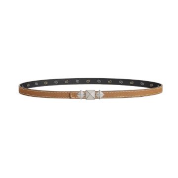 Hermès Women' s Rockstud Buckle Reversible Belt In Brown/Black Epsom Calfskin With Silver/Black Hardware 13mm