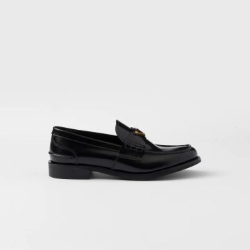 PRADA Black shiny leather loafers