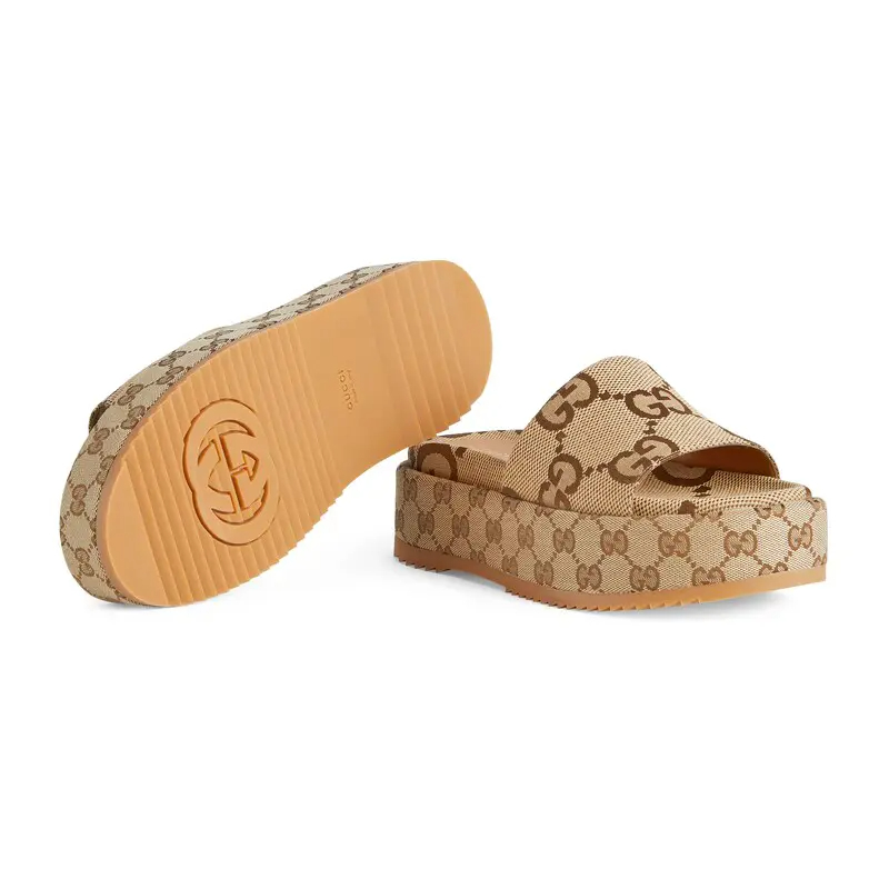 Gucci Wooden color Round Head Platform Slippers - 图片 5