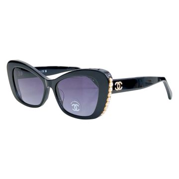 CHANEL glasses black gold color size 56口16-140