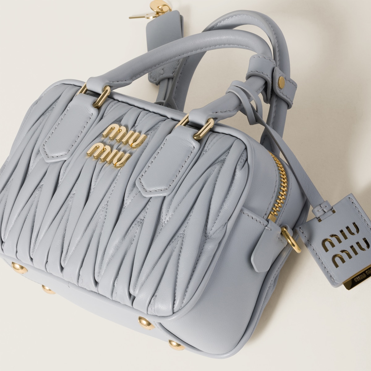 Miu Miu Arcadie matelassé Quilted Lambskin Leather Blue Top-Handle Bags - 图片 4