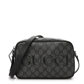 Gucci Mini Shoulder Bag Grey/Black GG Supreme Monogram Canvas Aged Silver Hardware
