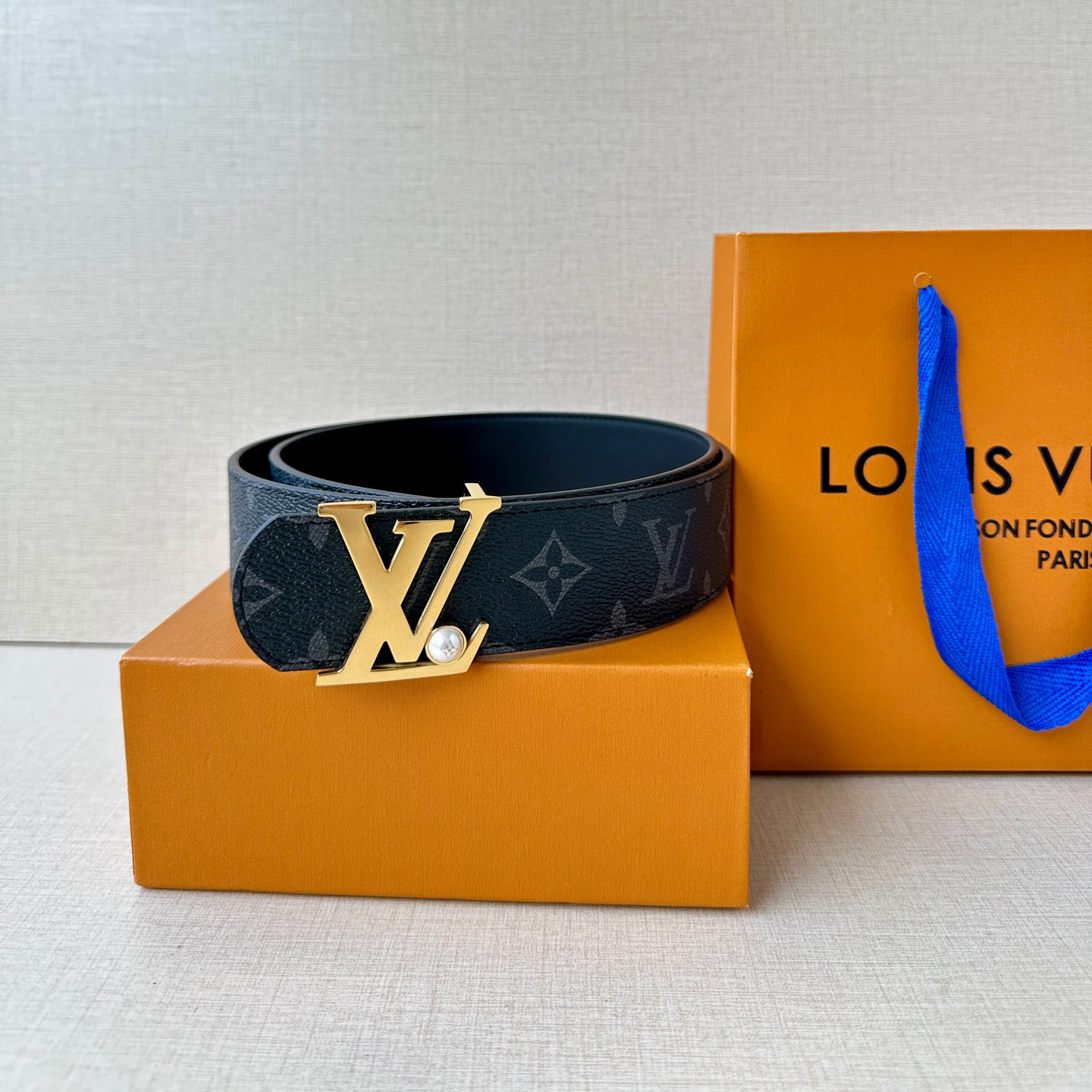 Louis Vuitton Men's Dimension Pearls Reversible Belt In Black/Brown Calfskin And Monogram/Damier Canvas With Gold/Silver Hardware 40mm - 图片 5
