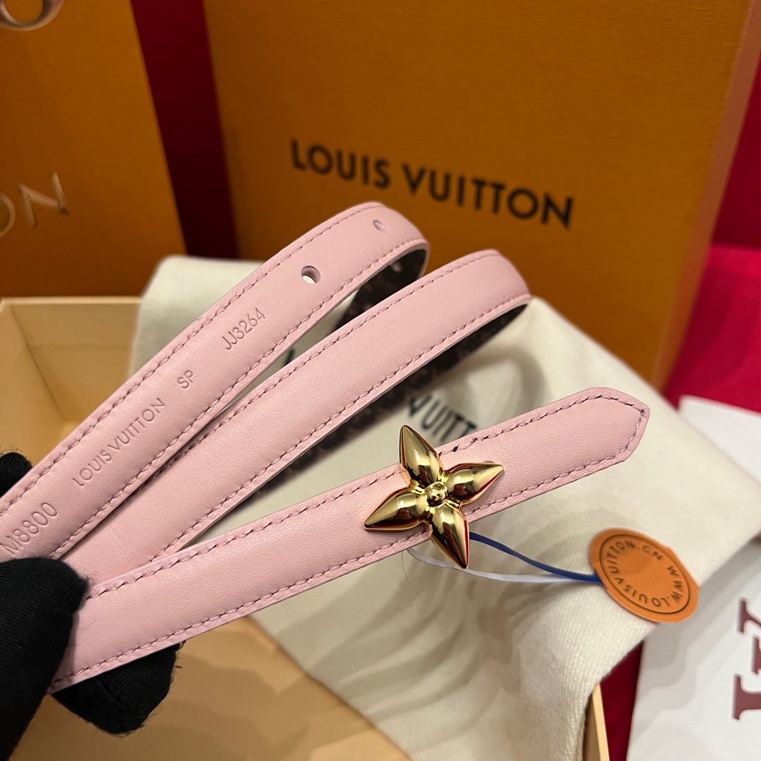 Louis Vuitton Women's Mini Flowergram Reversible Belt In Pink Calfskin And Monogram Canvas With Gold/Silver/Pink/Black Hardware 15mm - 图片 8