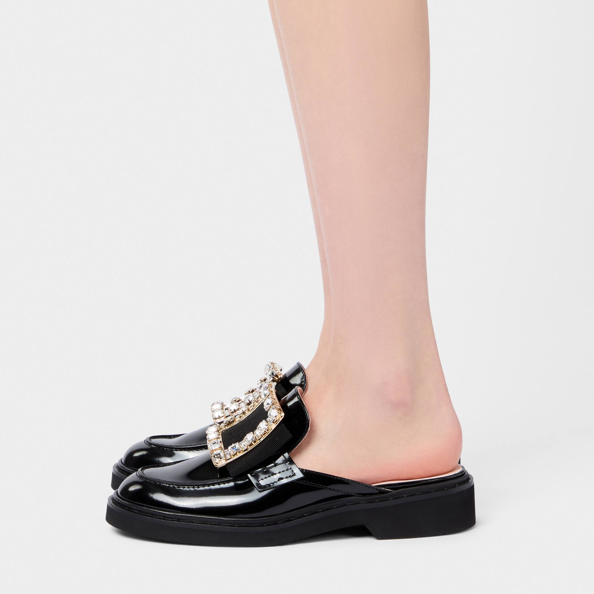 Roger Vivier Viv' Rangers Mules Loafers In Black Patent Leather With Crystal Buckle - 图片 7