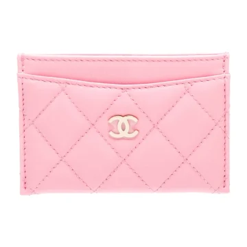 Chanel Small Classic Card Holder Pink Grained Calfskin Leather Gold Hardware