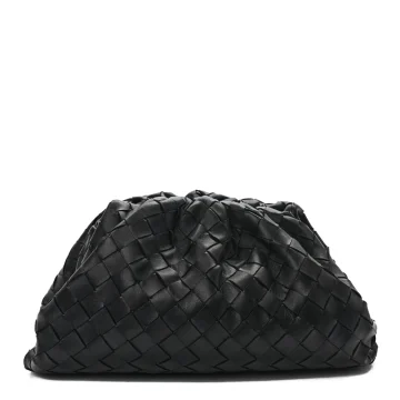 Bottega Veneta Medium Intrecciato Teen Pouch Black Nappa Leather