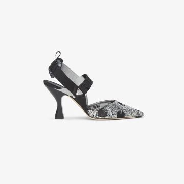 FENDI Black mesh and rhinestone heels