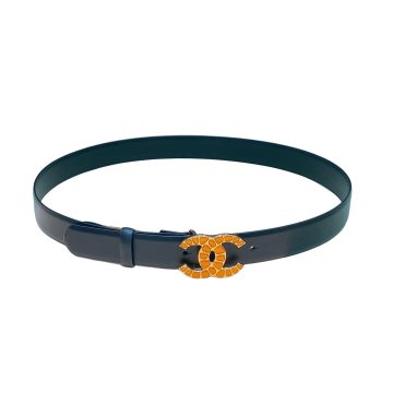 Chanel Women's CC Belt In Blue/Arrowroot Calfskin With Gold Hardware 30mm