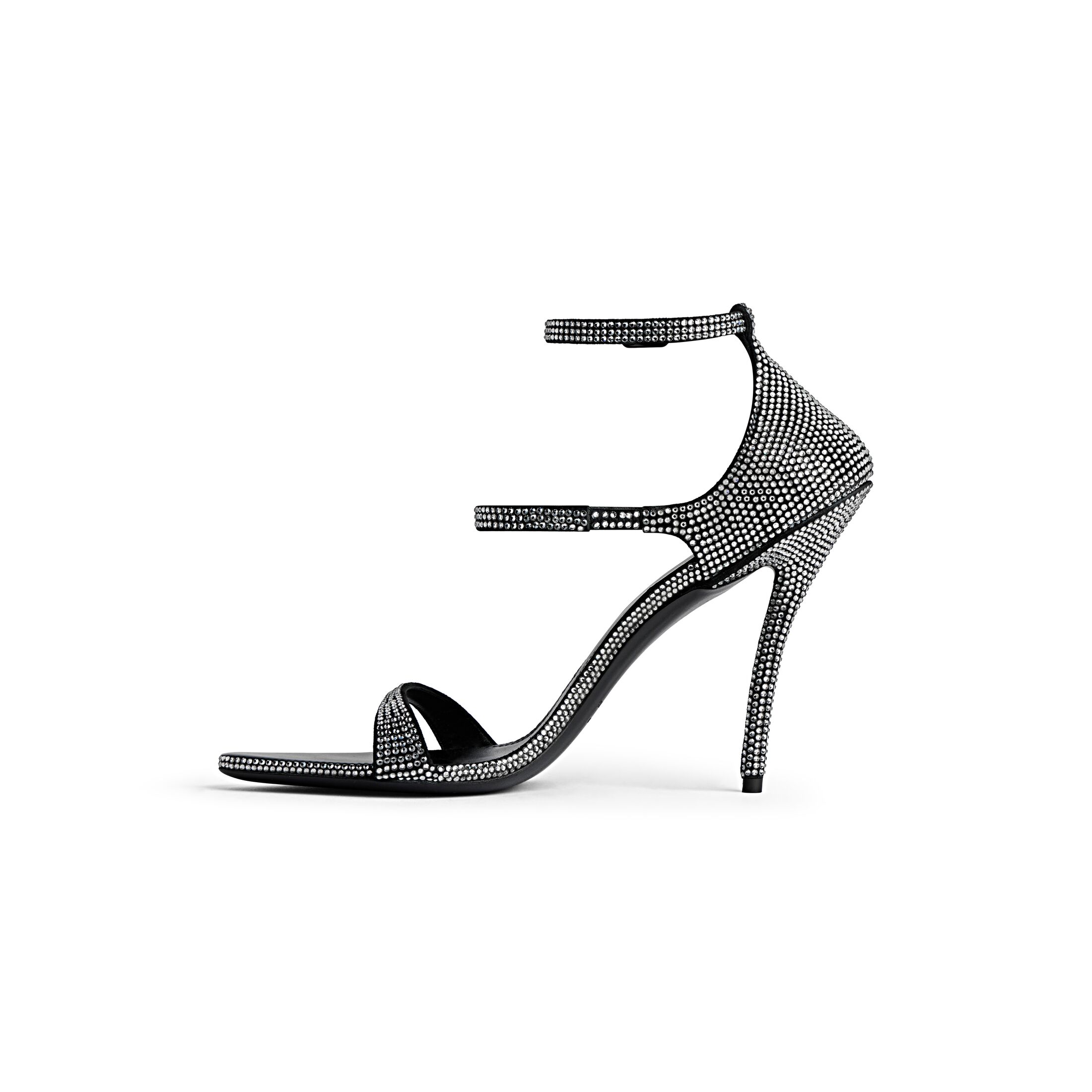 BALENCIAGA HONEY Rhinestone 110mm sandals black pointed stiletto heels - 图片 4