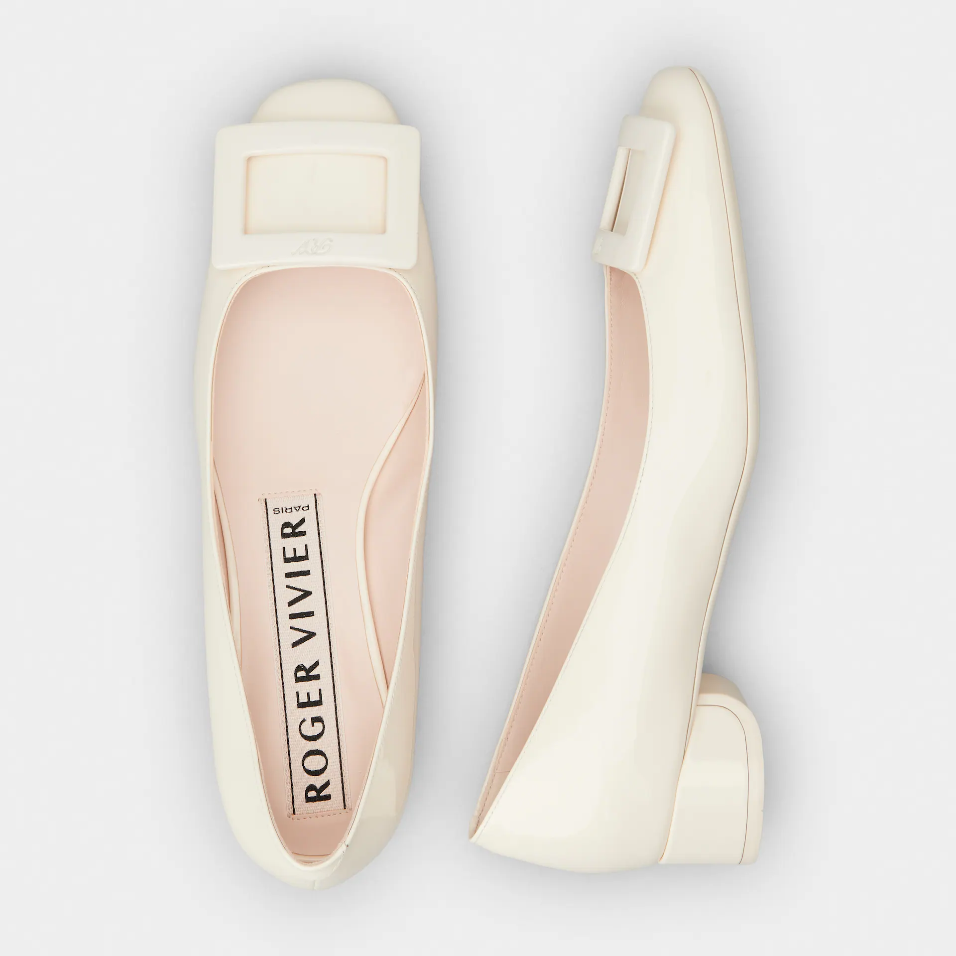 Roger Vivier U Look Ballerinas In White Patent Leather With Lacquered Buckle (Heel Height 2.5cm) - 图片 3