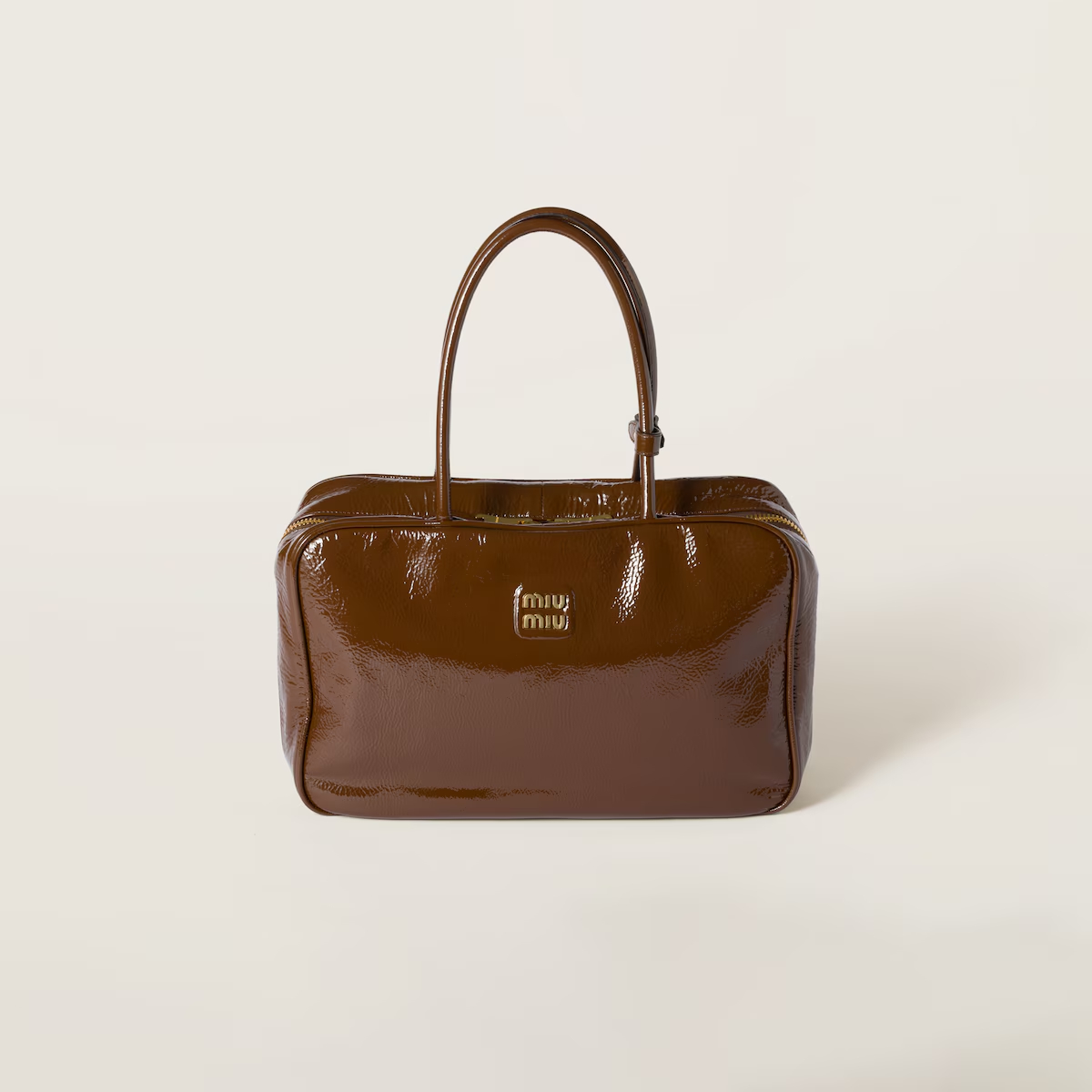 Miu Miu Beau Naplak Patent Leather Brown Top-Handle Bags - 图片 6