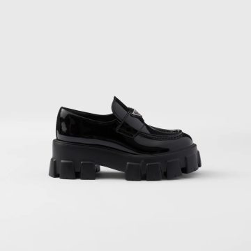 PRADA Black Monolith patent leather Loafers