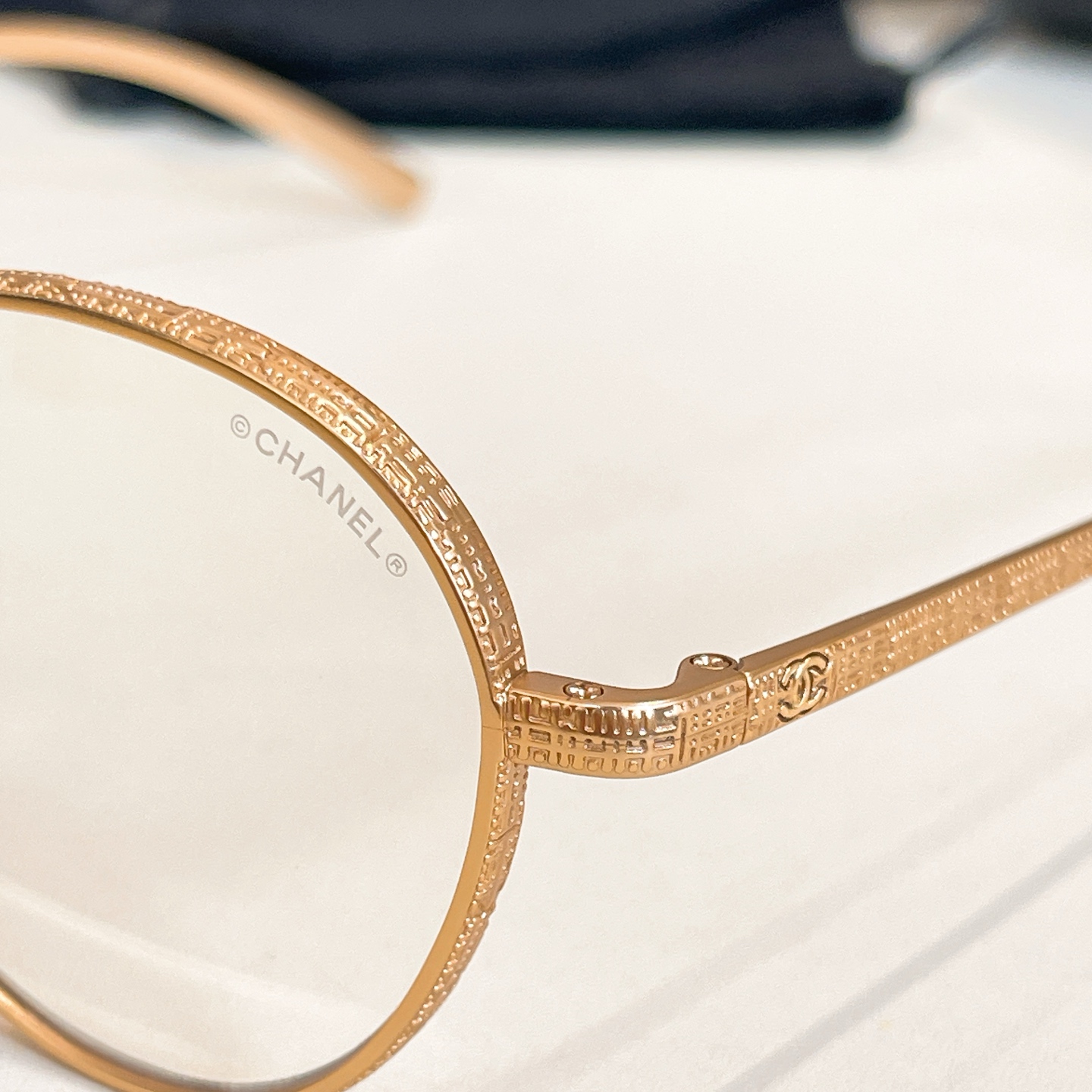 CHANEL round frame glasses light gold color SIZE50口19-140 - 图片 6