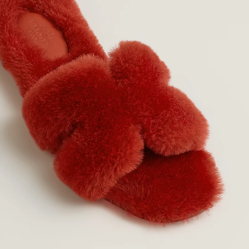HERMES Oran plush orange Slippers - 图片 4