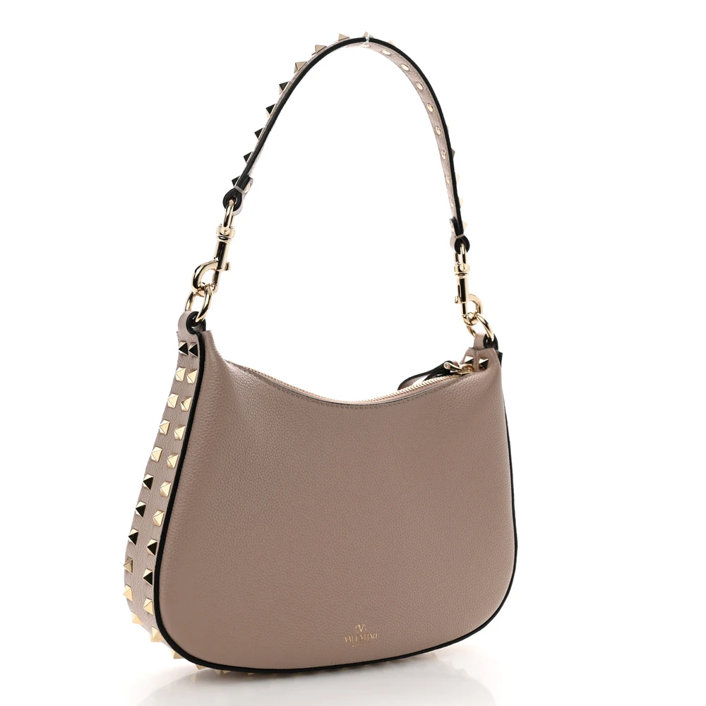 Valentino Garavani Mini Rockstud Hobo Poudre Grainy Calfskin Leather Gold Hardware - 图片 2