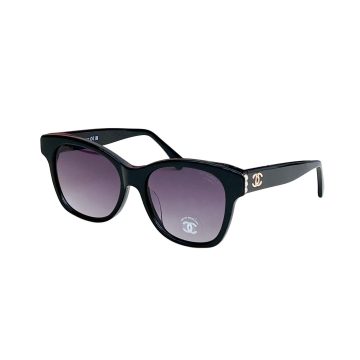 CHANEL square frame pearl glasses black purple color SIZE 54-17-140