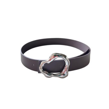 Bottega Veneta Women's Irregular Buckle Adjustable Belt In Coffee/Black/Brown Calfskin With Silver Hardware 40mm