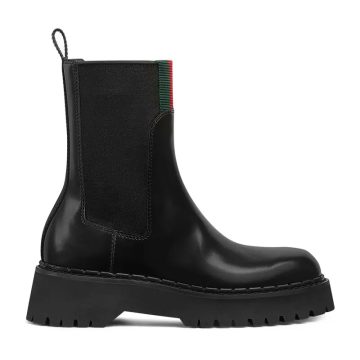 Gucci black webbing woven short boots