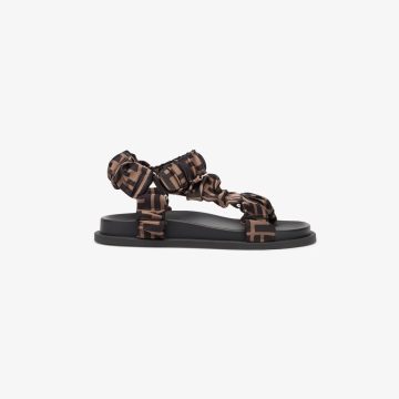 FENDI Brown satin sandals