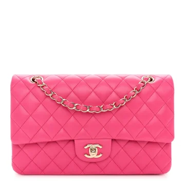 Grade Chanel Double Flap Medium Fuchsia Bag