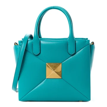 Valentino Garavani Small One Stud Handbag Marine Green Nappa Leather Gold Hardware