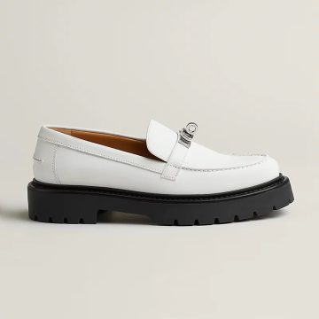 HERMES Icone White Loafers