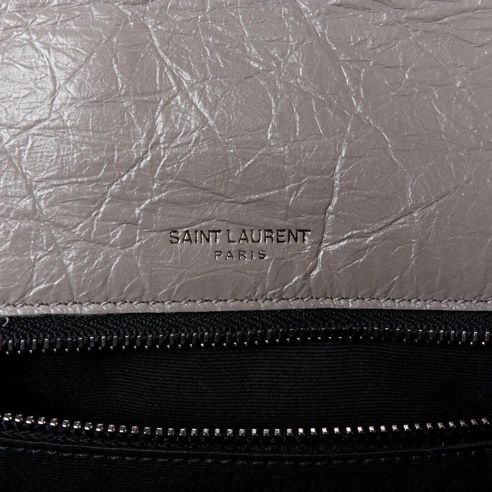 Saint Laurent Medium Niki Chain Satchel Fog Crinkled Monogram Calfskin Matelasse Leather Ruthenium Hardware - 图片 9