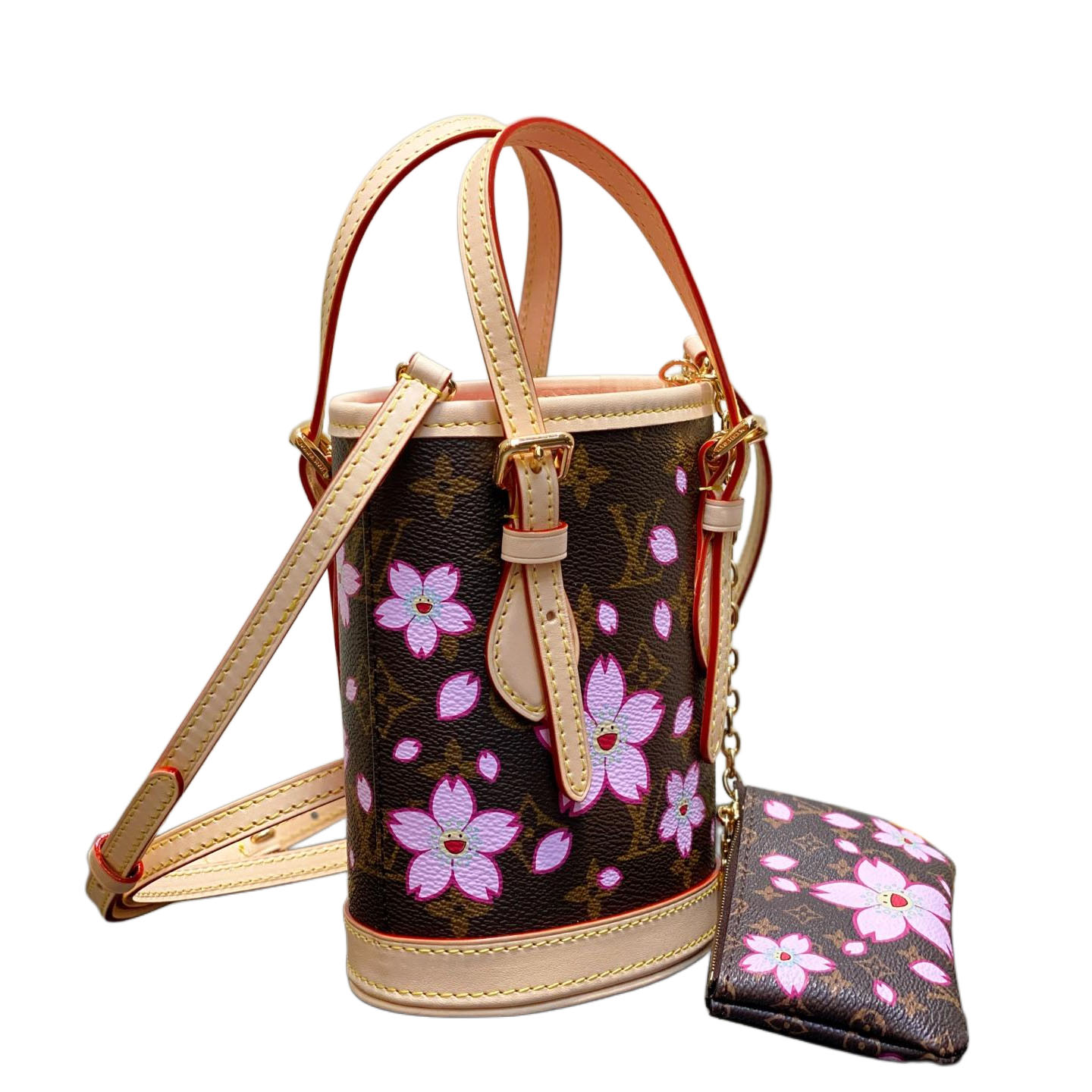 Louis Vuitton x Murakami Takashi Nano Bucket Sakura Brown Gold Hardware - 图片 2